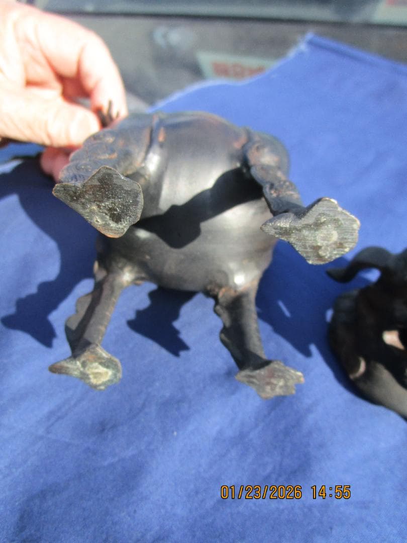 香炉　唐獅子香炉　古銅【?】　頭・取り外し可能　置物　珍型　飾り物　1体
