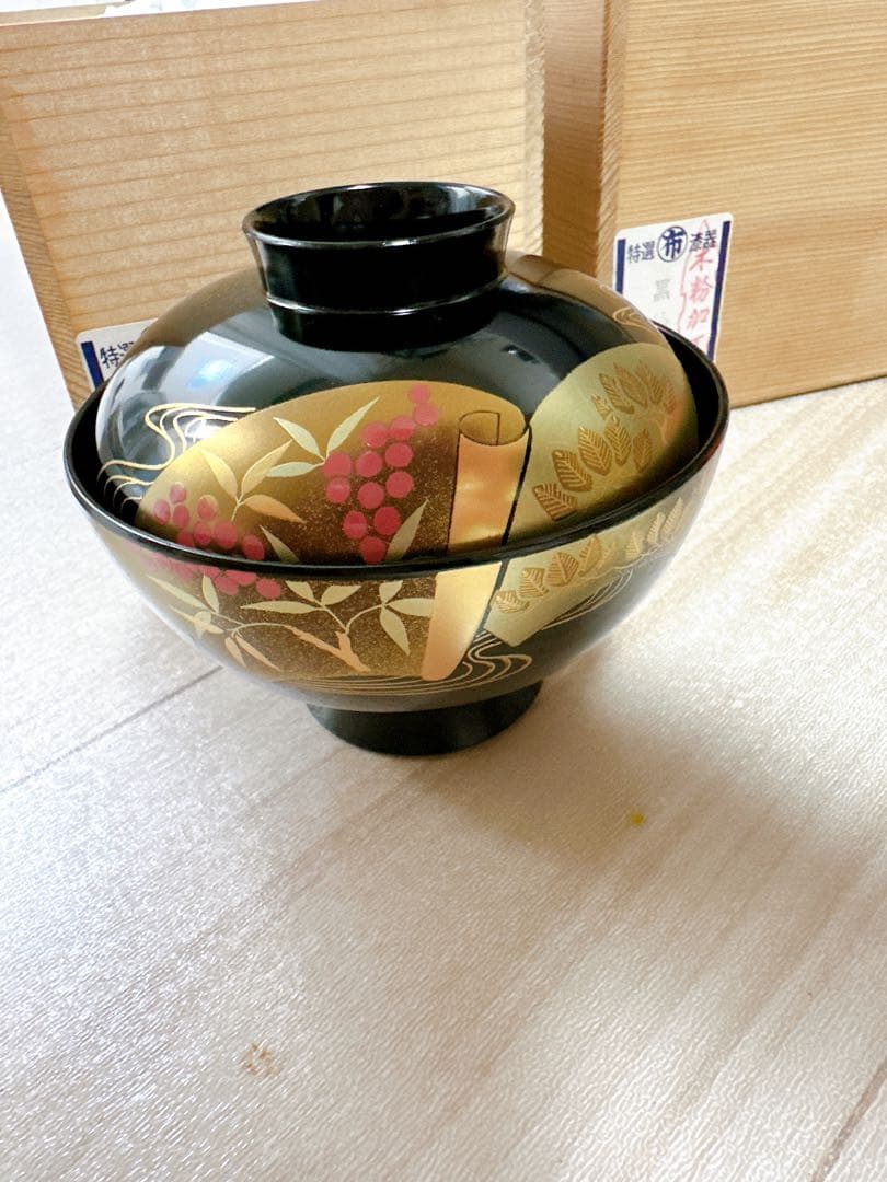 会津塗り お吸物椀 五客セット 2点