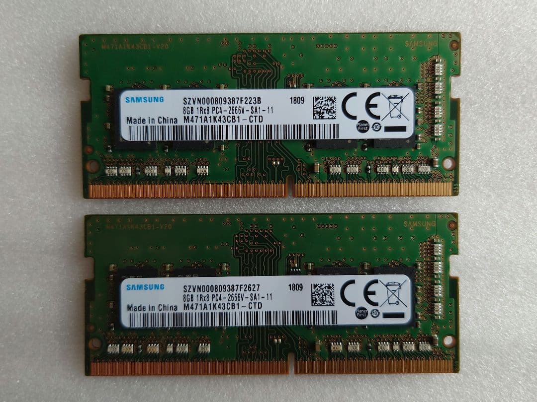 SAMSUNG PC4-2666V-SA-1-11 8GB メモリ ２枚