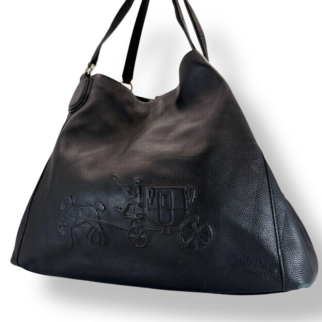 極美品 COACH トートバッグ オールレザー ブラック イーディ 33727