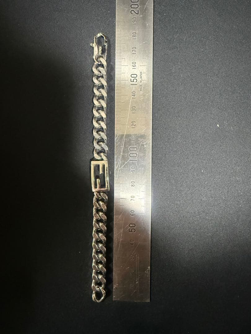 【美品】フェンディ　チェーン　ブレスレット　喜平　FF シルバー　ロゴ刻印