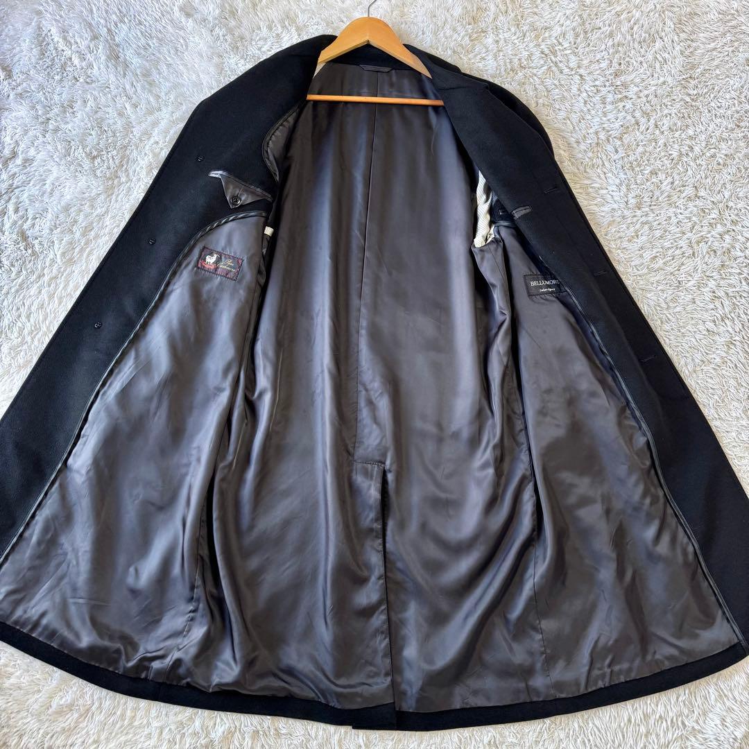 極美品　ベルモーレ　カシミヤ100％　ステンカラーコート　黒　ブラック　XL