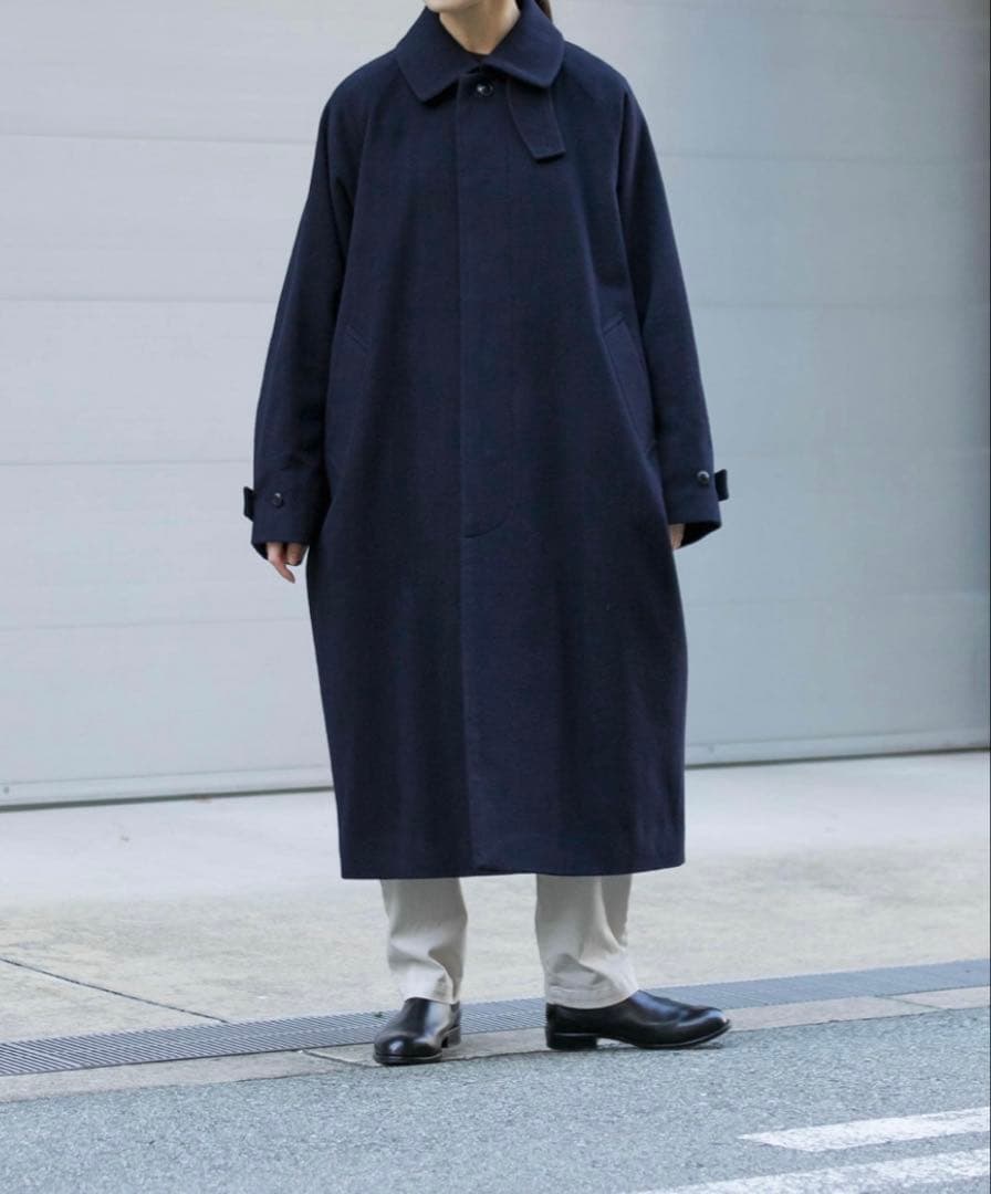 かぐれ　新品タグ付き　ウールバルカラーコート　NAVY