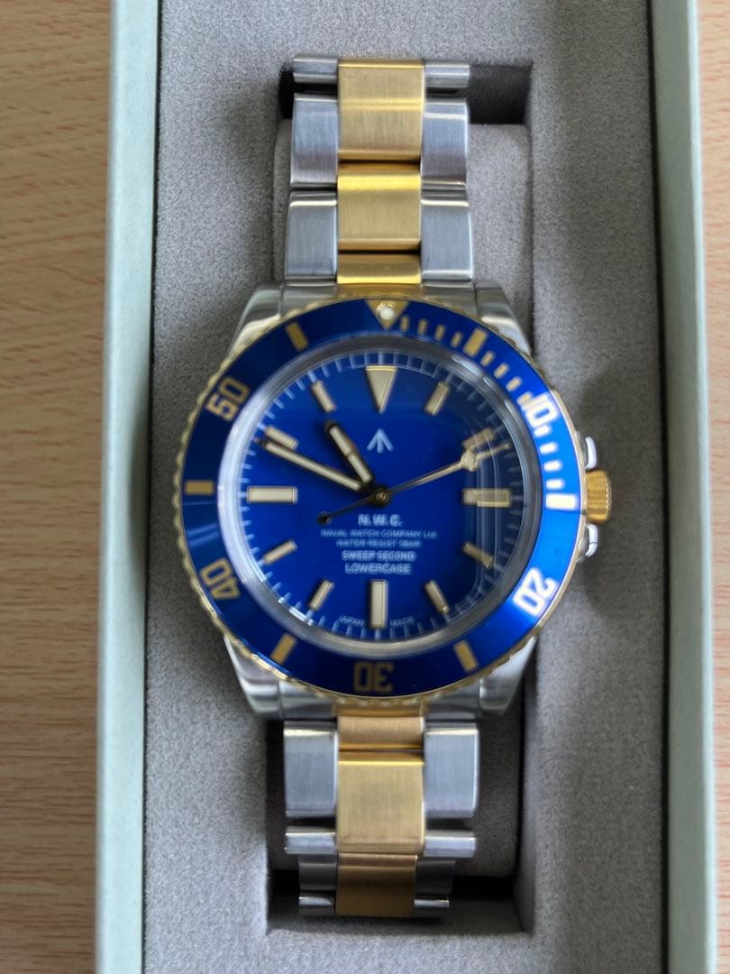 ナバルウォッチ　ユナイテッドアローズ別注コンビダイバーズ腕時計　ブルー