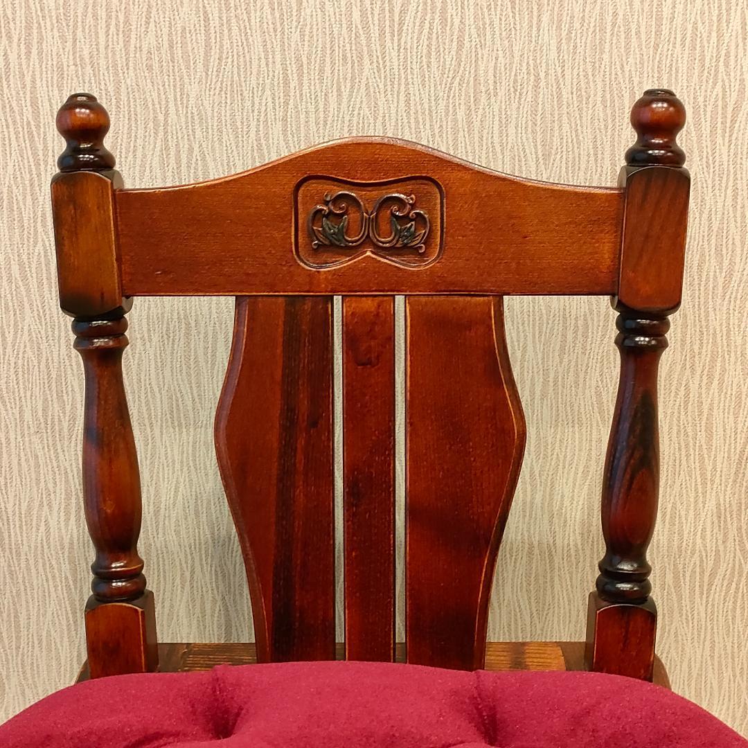 〈美品〉アンティークチェア　ワインレッド　ろくろ脚　鋲打ち