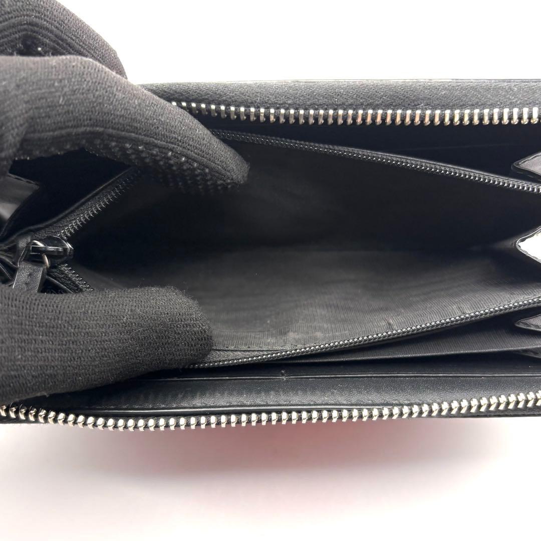 希少 グッチ 長財布 3Dアートプリント ラウンドファスナーレザー ブラック