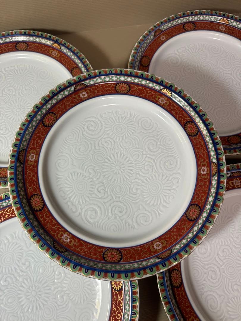 2812 林九郎窯　大皿　5客　27cm 未使用