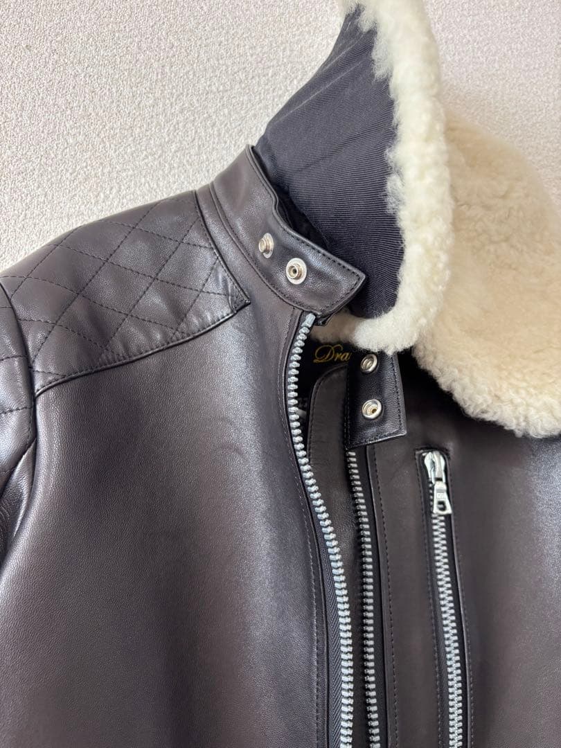ドゥロワー　drawer ライダースジャケット　ボア襟　ムートン　ジャケット