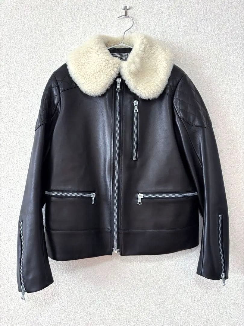 ドゥロワー　drawer ライダースジャケット　ボア襟　ムートン　ジャケット