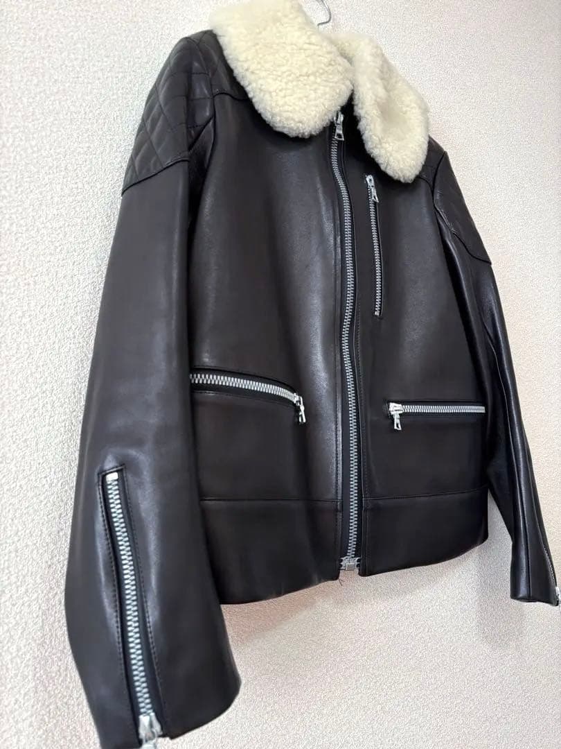 ドゥロワー　drawer ライダースジャケット　ボア襟　ムートン　ジャケット