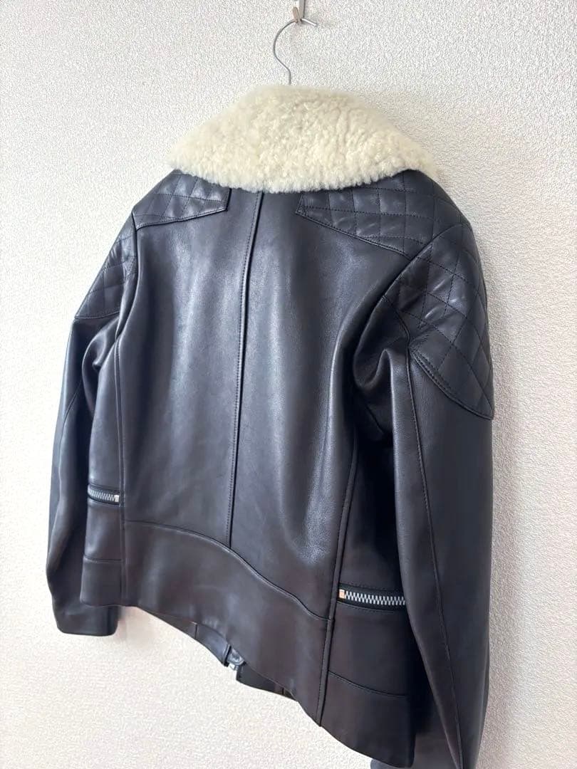 ドゥロワー　drawer ライダースジャケット　ボア襟　ムートン　ジャケット