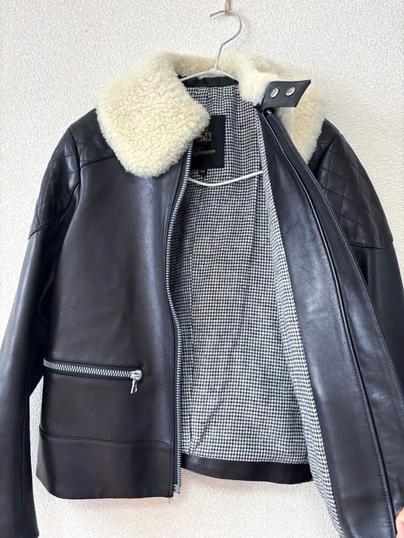 ドゥロワー　drawer ライダースジャケット　ボア襟　ムートン　ジャケット