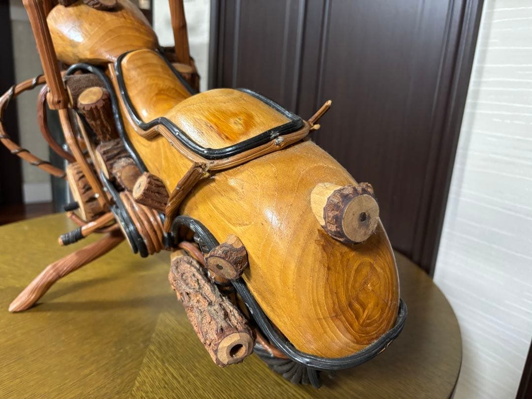 木製バイク置物　天然木　装飾品コレクターズアイテム　ハーレーダビットソン70cm