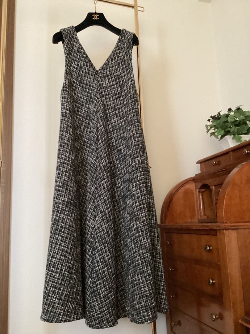 BEARDSLEY ビアズリー　ツイード ラメ混フレア ワンピース