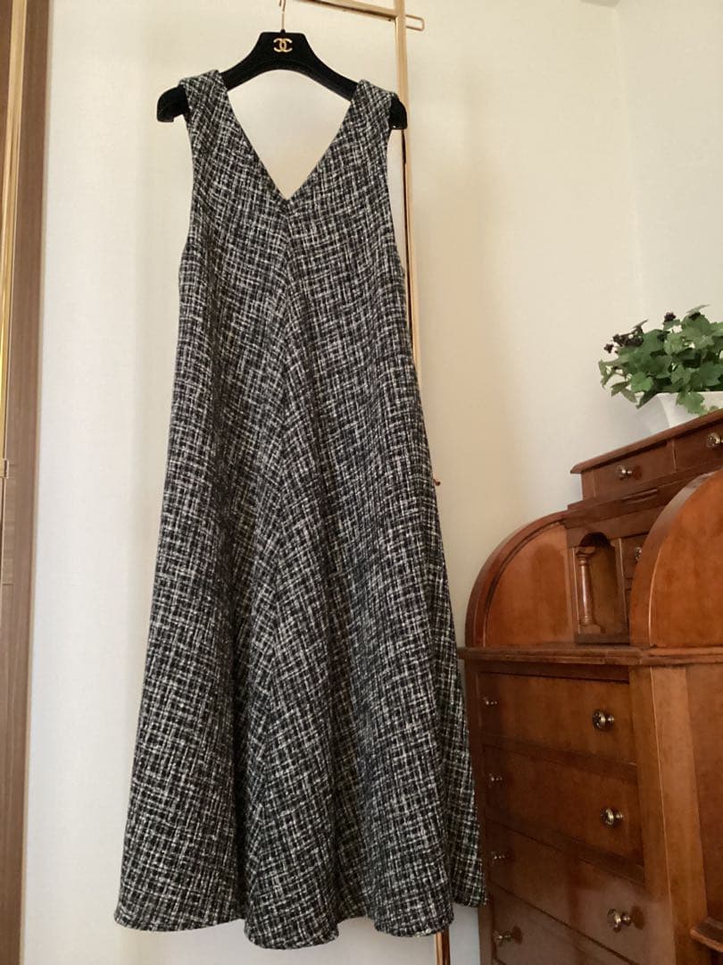 BEARDSLEY ビアズリー　ツイード ラメ混フレア ワンピース