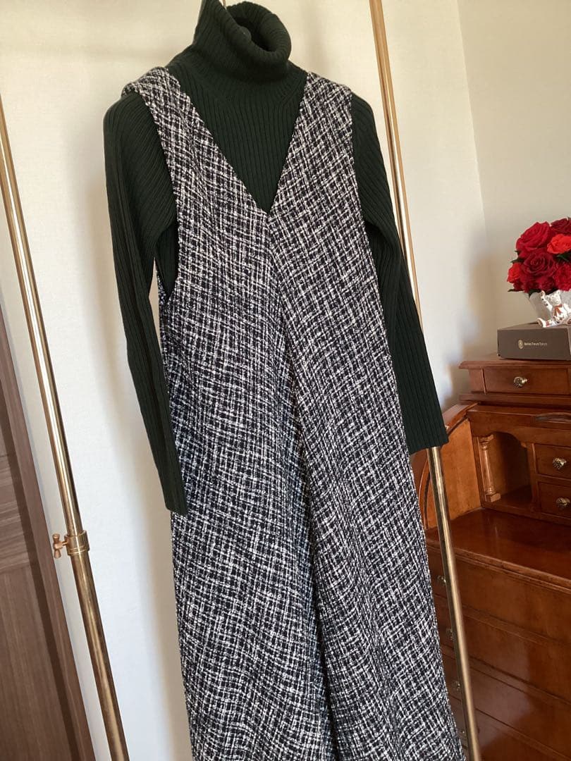 BEARDSLEY ビアズリー　ツイード ラメ混フレア ワンピース