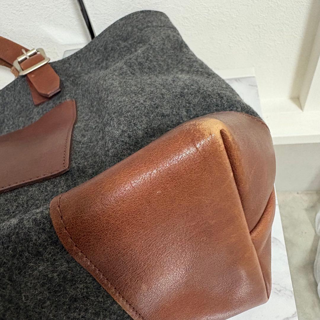 コムデギャルソンオム トートバッグ A4収納 ウール　レザー 肩掛け アーカイブ