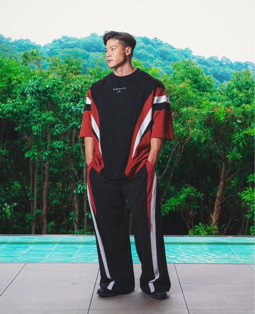 ROUND PATTERN EXTRA BIG T-SHIRT RED Sサイズ