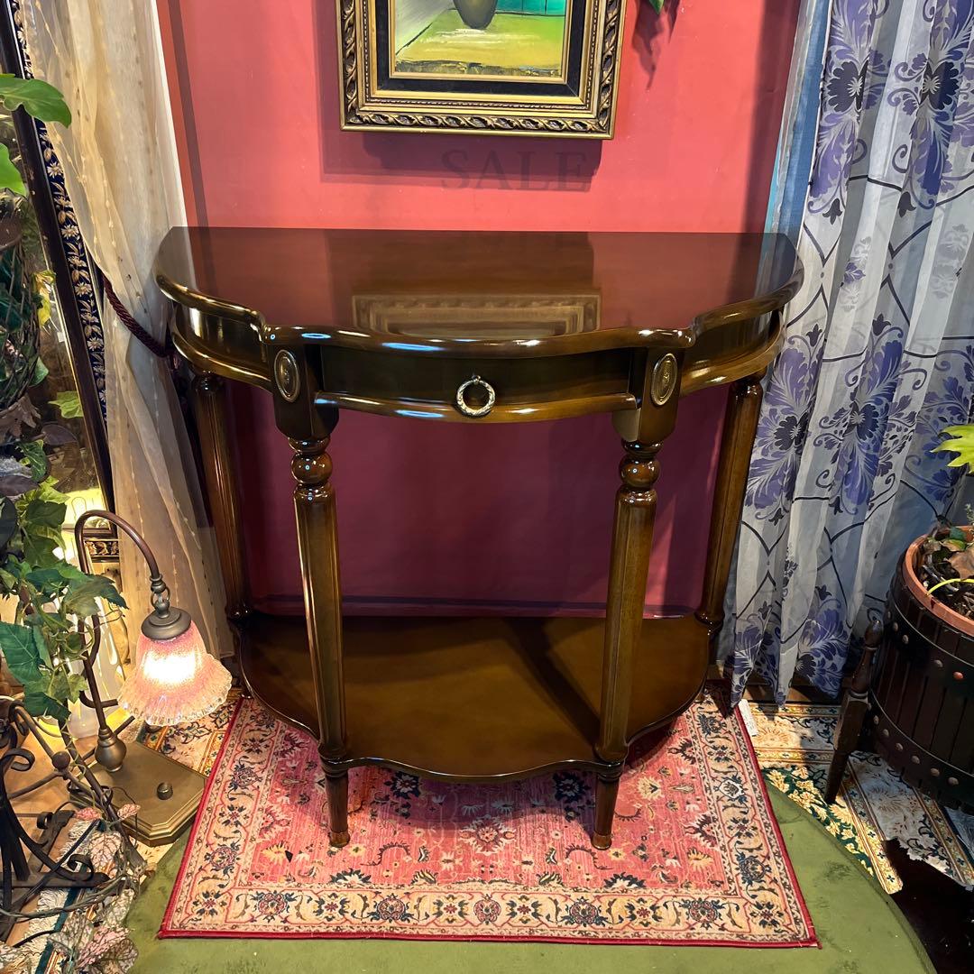 アンティークPT ハーフラウンドアクセントコンソールキャビネット