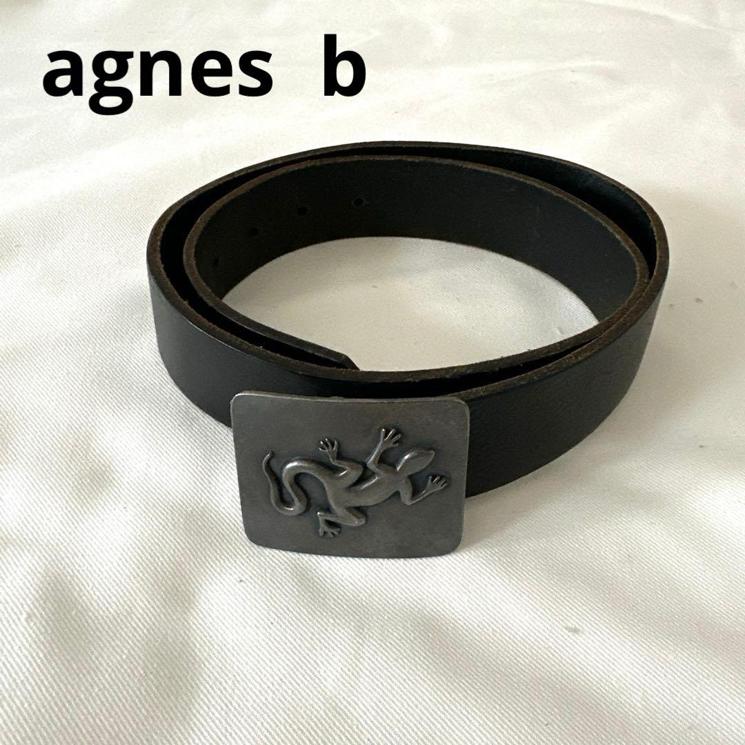 アニエスベーagnes b ロゴバックル レザーベルト/フランス製