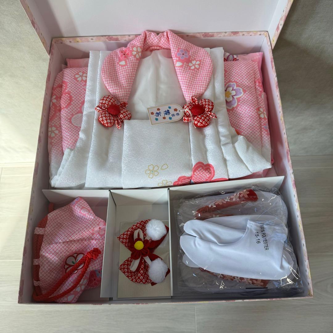 七五三　３歳　着物　着物フルセット　ピンク　美品　三歳