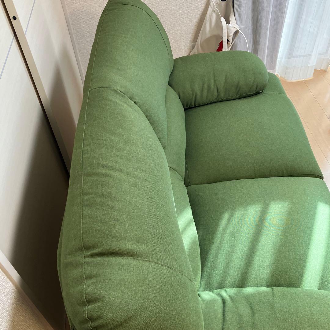 グリーンファブリック2人掛けソファ