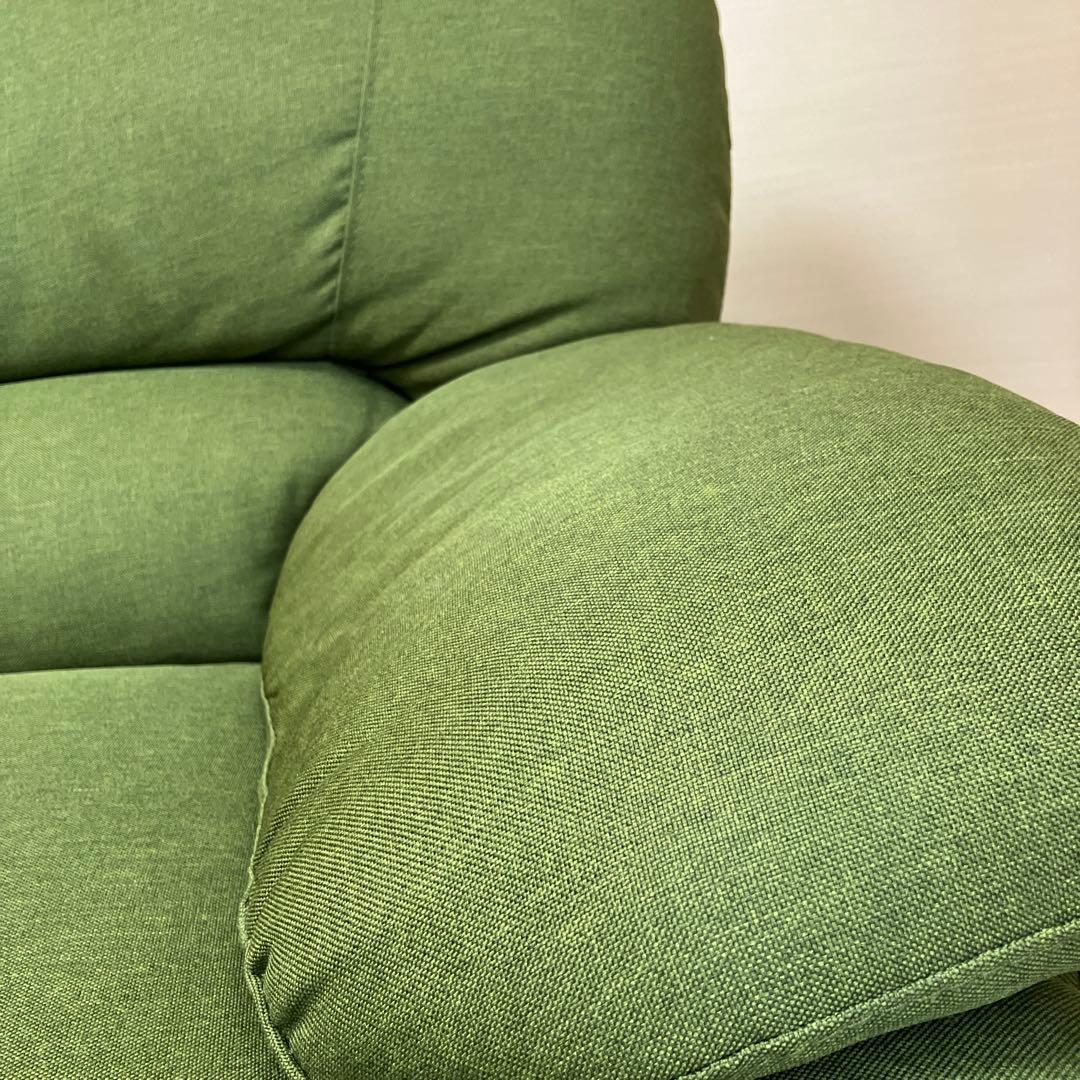 グリーンファブリック2人掛けソファ