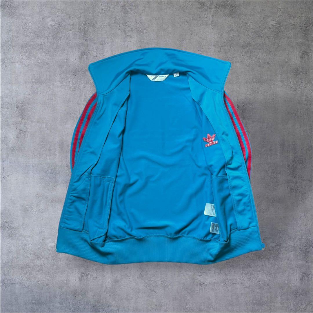 【激レア】adidasファイヤーバードトラックジャケット青/ピンクMレトロ古着