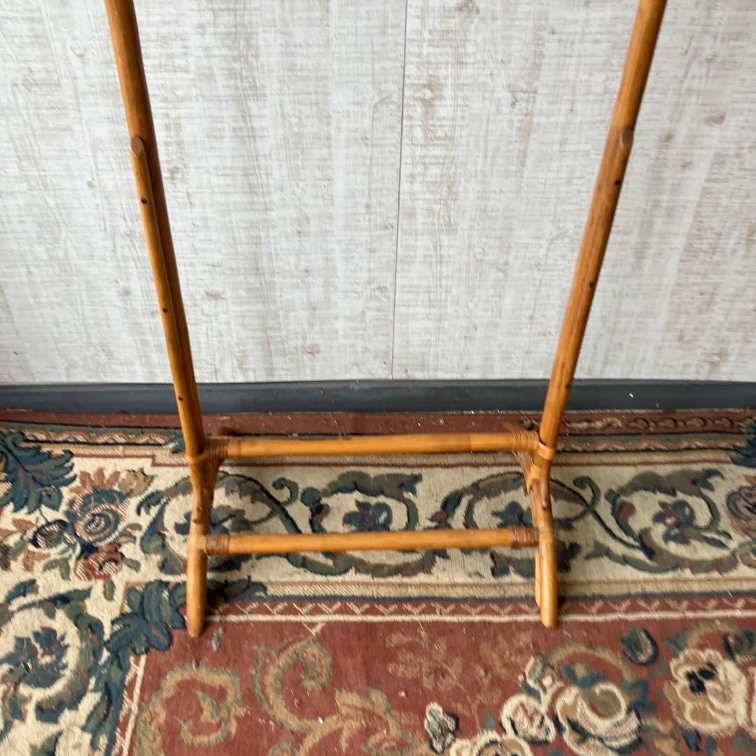 昭和レトロ ラタンハンガーラック フリースタンドラック 籐家具 古道具 古家具