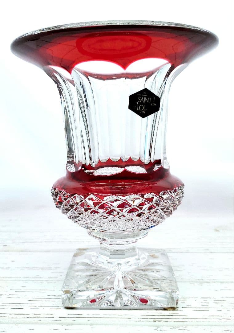 SAINT LOUIS サンルイ ヴェルサイユ　高20.5cm 赤被せ 花瓶