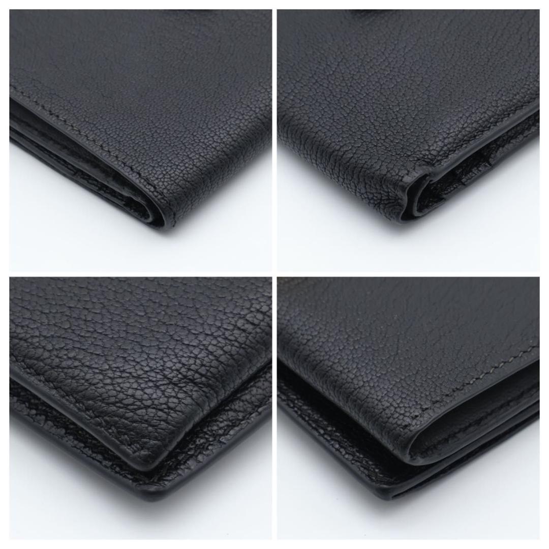 鑑定書付き【極美品】HERMES ベアンコンパクト　シェーブル　黒　折り財布