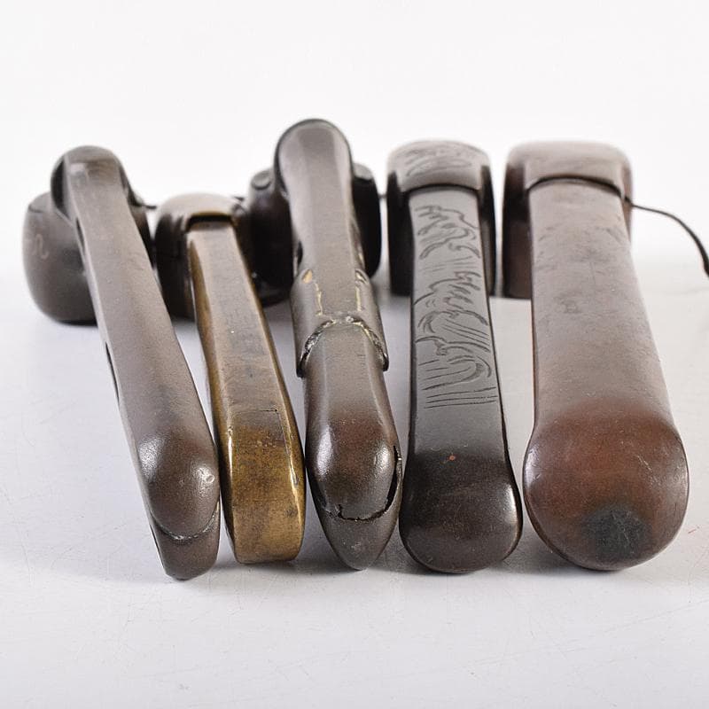 時代提げ物　書道具　古銅　矢立　5点まとめて　M　R7837