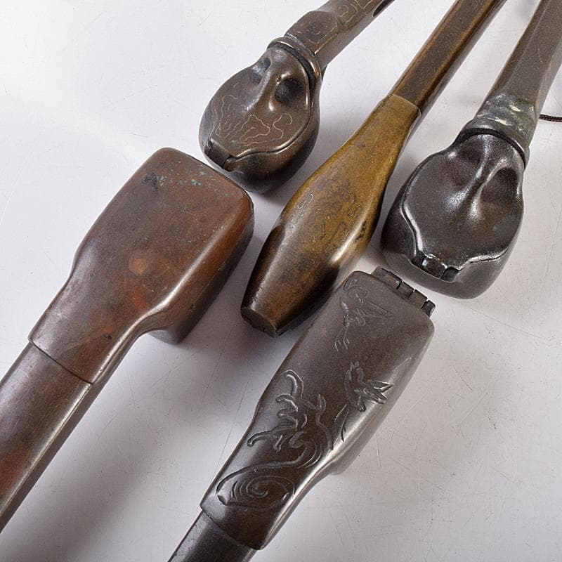 時代提げ物　書道具　古銅　矢立　5点まとめて　M　R7837