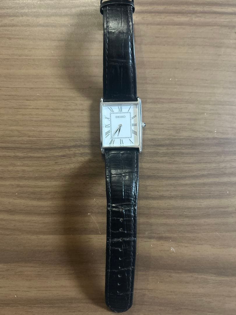ジャンク品　SEIKO クォーツ時計 ブラック レザー