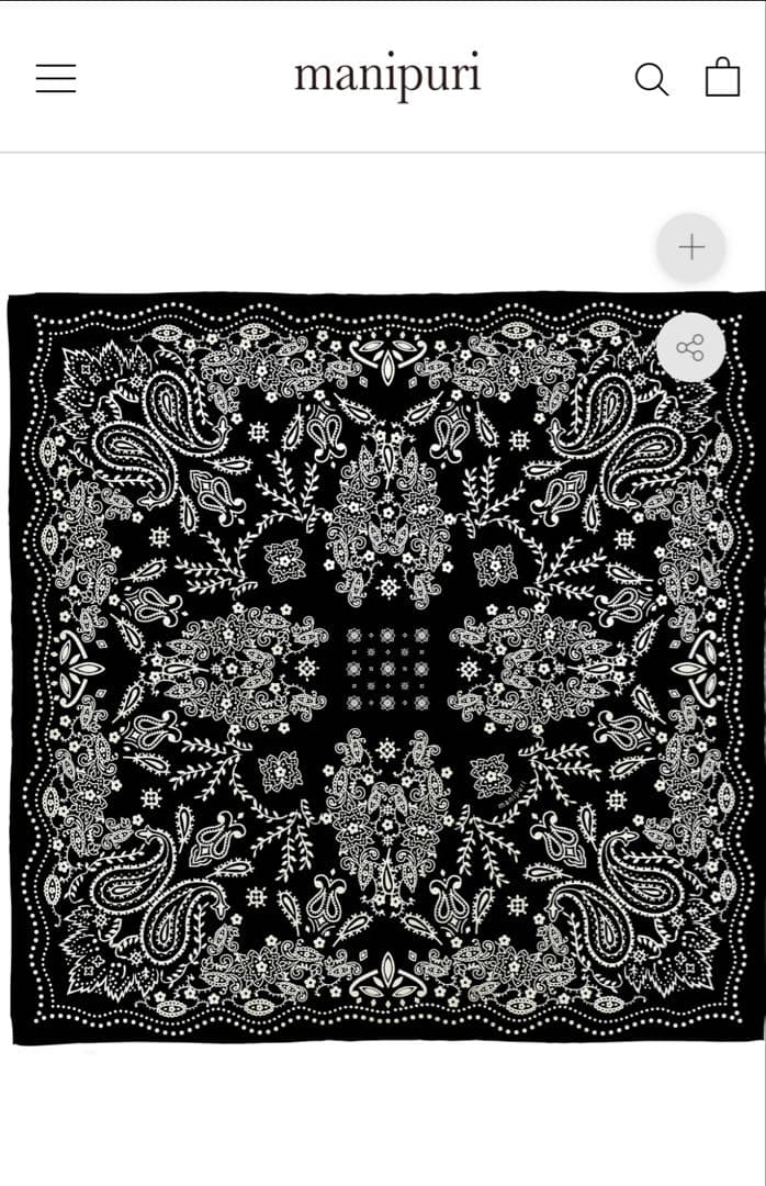新品　manipuri マニプリ＜シルクスカーフ65＞カレイドバンダナ　黒