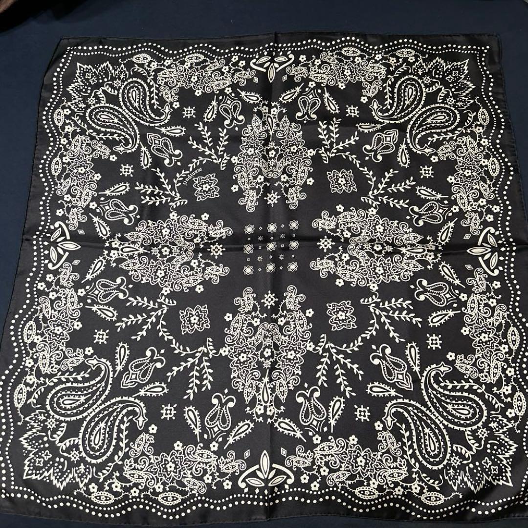 新品　manipuri マニプリ＜シルクスカーフ65＞カレイドバンダナ　黒