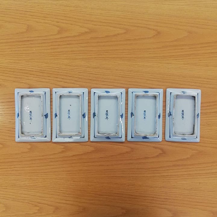 江戸天保年 伊万里染付　日本地図四角皿 五枚組①