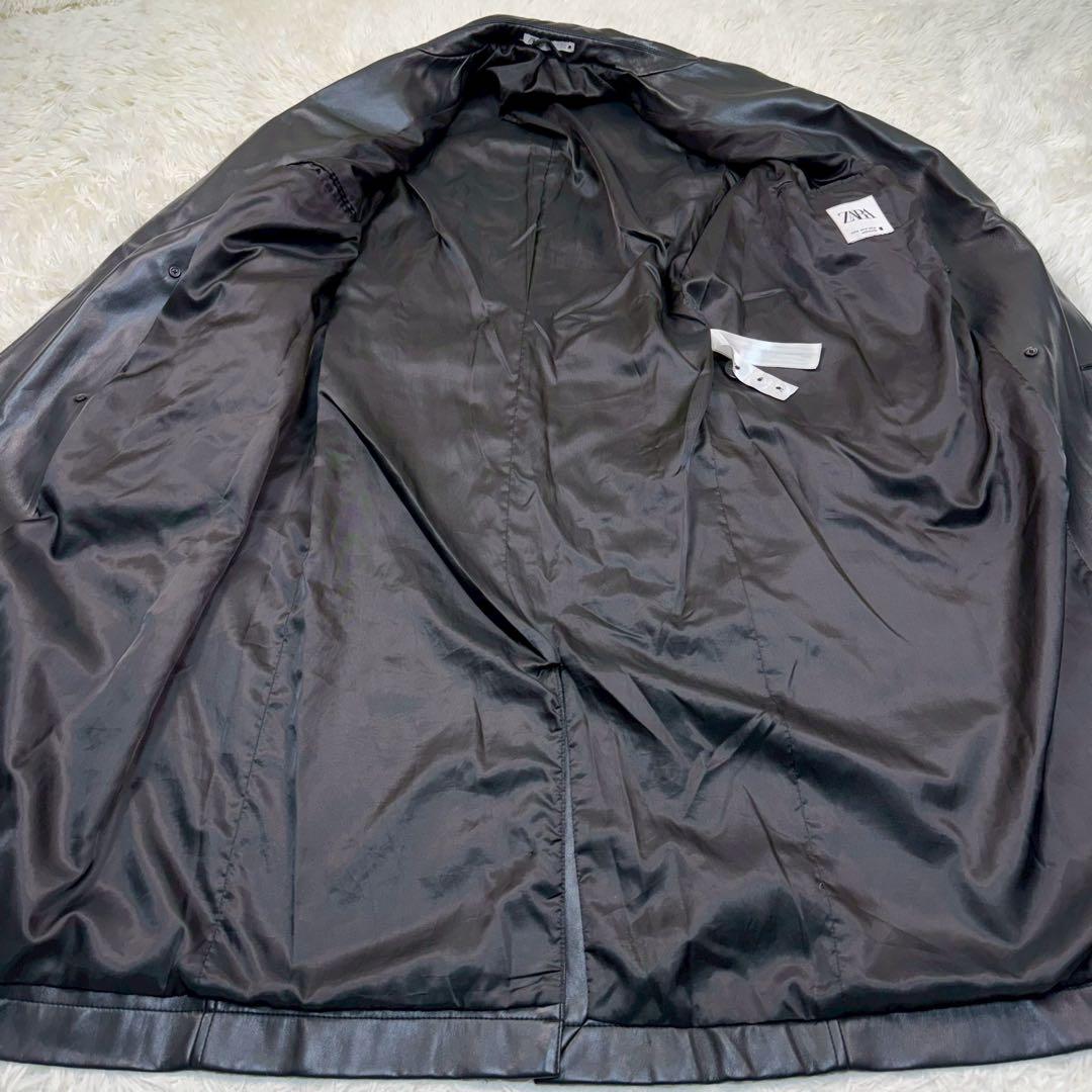 美品✨ ZARA ザラ レザー トレンチコート Mサイズ 黒 ベルト ダブル