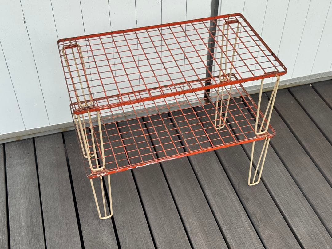 70's ヴィンテージ イギリス Hago社製 キャンプ スチールラック 2段