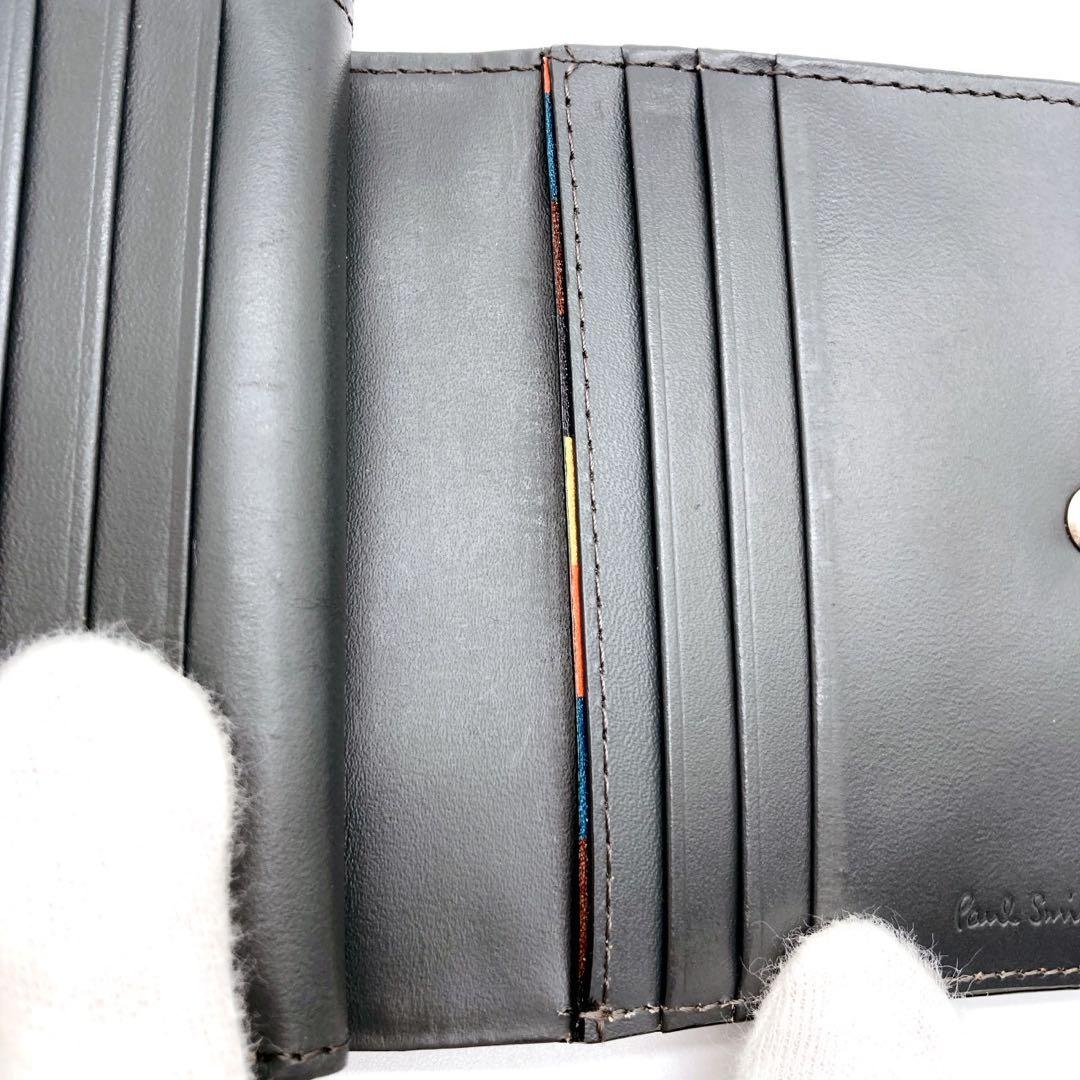 PaulSmith コンパクト 二つ折り ブラック マルチストライプ