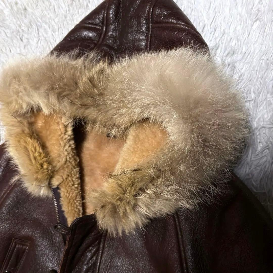 【美品】アラスカンコート　ムートンジャケット　ファー付き　本革羊革　Lサイズ