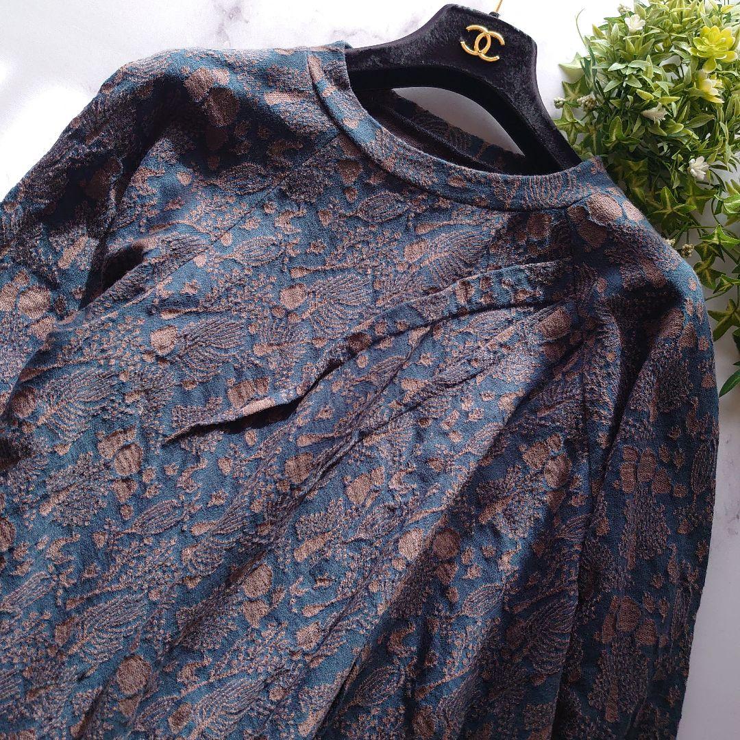 22AW イオコムイオ 刺繍 長袖セーター ニット クルーネック トップス 40