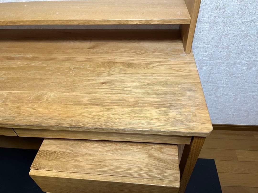 【直接引取り限定】無印　学習机机4点セット（デスク、キャビネット、上置き、椅子）