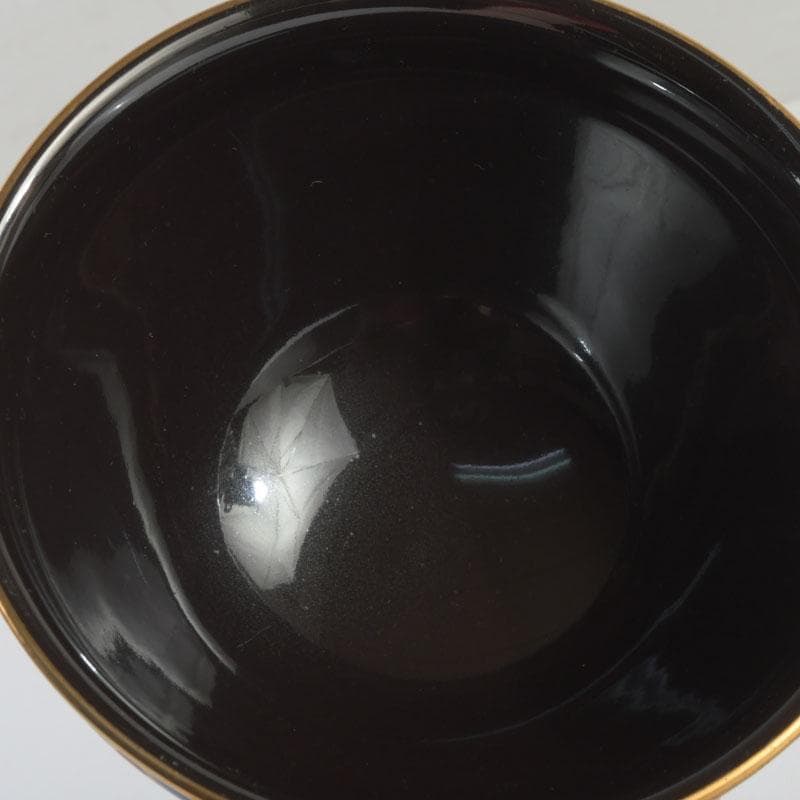 茶道具　京焼　平安　紫雲造　色絵　黒仁清七宝文　数茶碗　五客　V　9486