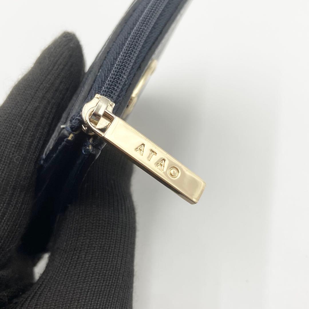 極美品　ATAO アタオ　ミリモ　ケリー　折り財布　レザー　ネイビー