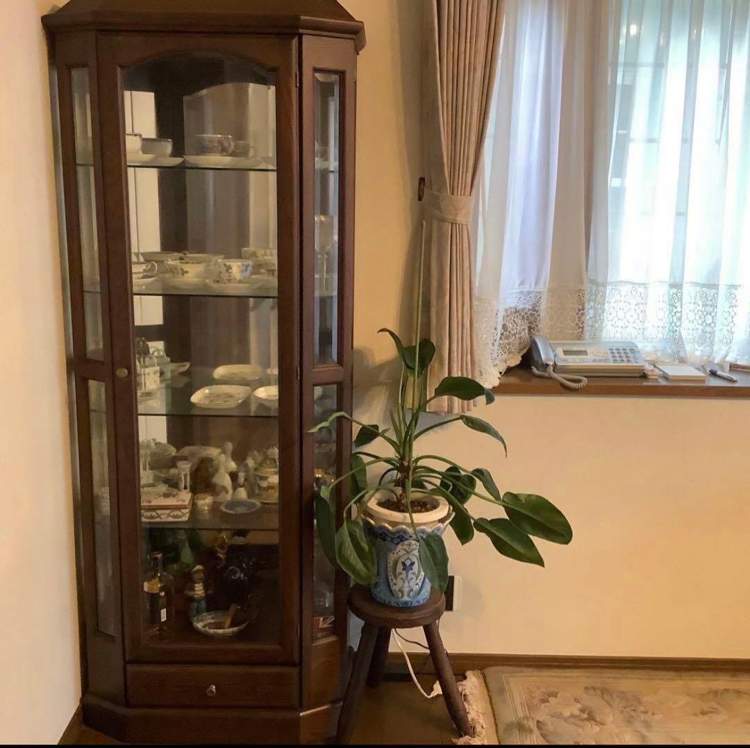 【Harry】木製ガラスキャビネット 内蔵照明付【引取り限定】