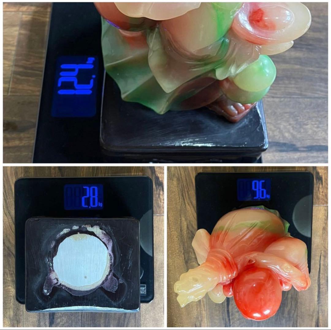 布袋様・七福神・ヒスイ(翡翠)or メノウ（瑪瑙）置物 黄金 総重量12.4kg