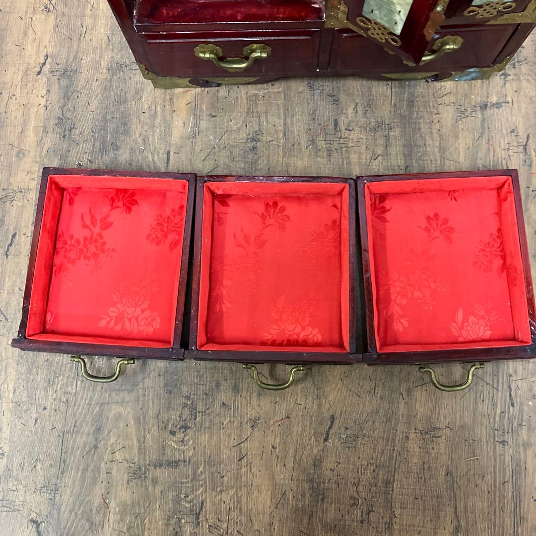 A-3 中国美術 薬箪笥風 小型箪笥 チェスト 抽斗8杯 飾台 道具箱 骨董品