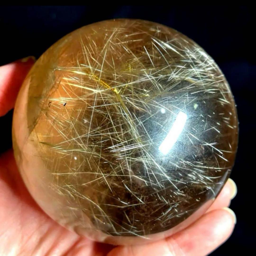 希少★ゴールドルチルクォーツ★丸玉　77mm　ビックサイズ　天然石