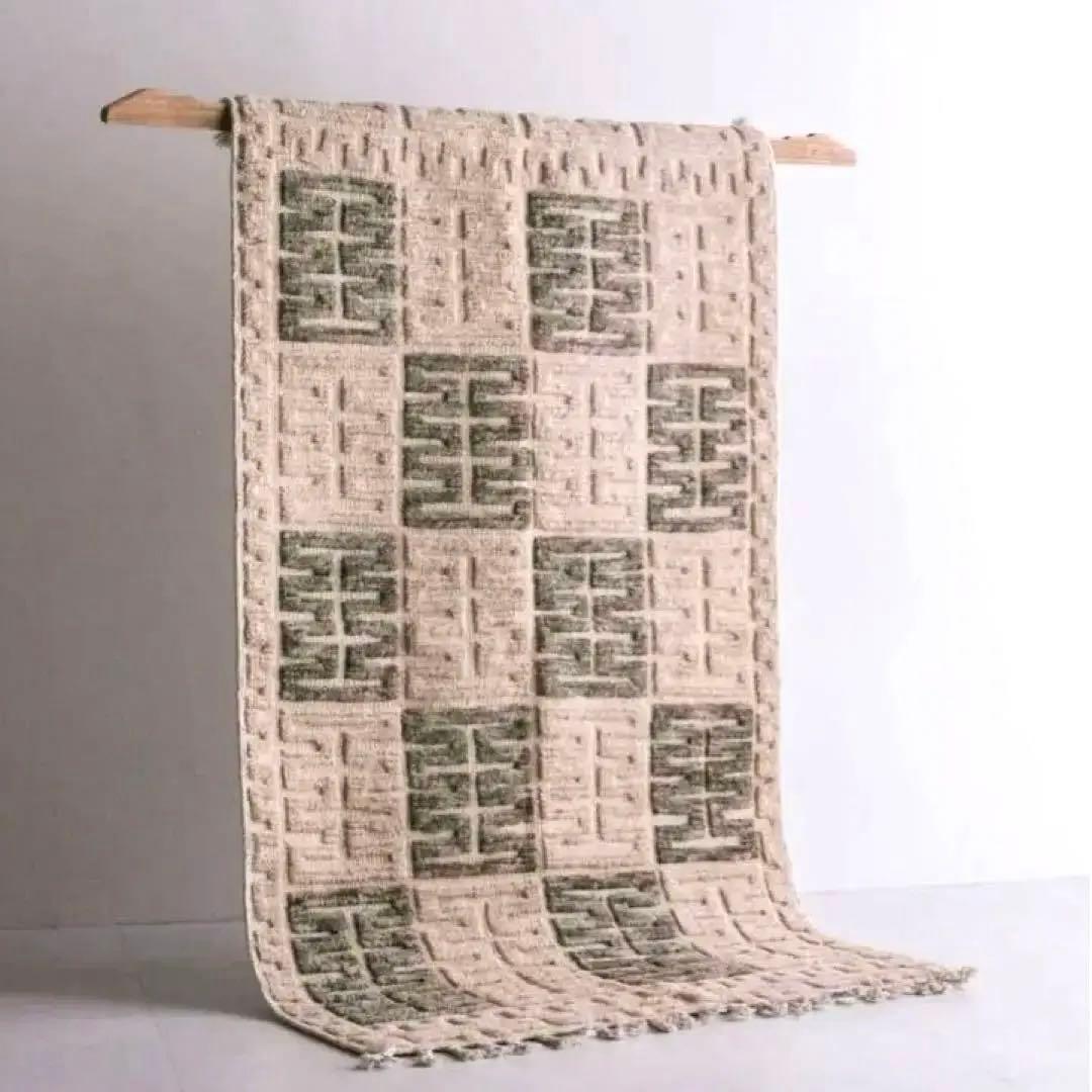 153×86 モロッコ　ベニワレン　新品　ウール　ブラウン　ベージュ